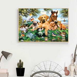 Animals 40x30cm(canvas) full round drill diamond painting