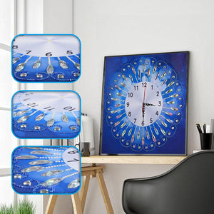 Clock 35x35cm(canvas) beautiful special shaped drill diamond painting