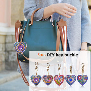 5pcs DIY Diamond Painting Keychain Full Drill Bag Love Hanging Ornaments