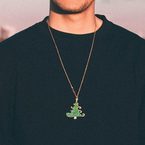 DIY Full Drill Diamond Painting Christmas Tree Keychain Necklace Pendants