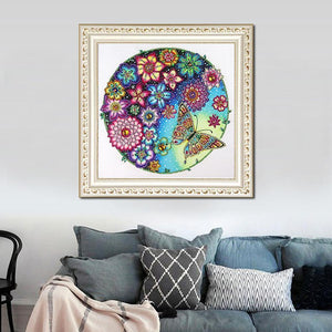 Flower Butterfly 30x30cm(canvas) beautiful special shaped drill diamond painting