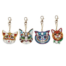 Load image into Gallery viewer, 4pcs DIY Diamond Painting Keychain Special-shaped Full Drill Cat Ornament
