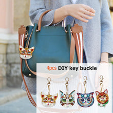 Load image into Gallery viewer, 4pcs DIY Diamond Painting Keychain Special-shaped Full Drill Cat Ornament
