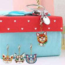 Load image into Gallery viewer, 4pcs DIY Diamond Painting Keychain Special-shaped Full Drill Cat Ornament
