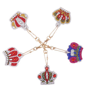 5pcs DIY Crown Full Drill Special Shaped Diamond Painting Keychains Gifts