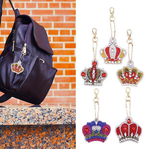 5pcs DIY Crown Full Drill Special Shaped Diamond Painting Keychains Gifts