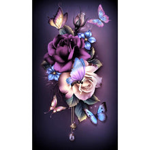 Load image into Gallery viewer, Flower Butterfly 30x48cm(canvas) full round drill diamond painting

