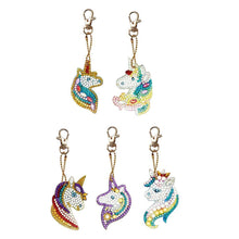 Load image into Gallery viewer, 5pcs DIY Special Shaped Full Drill Diamond Painting Keychain Horse Key Ring
