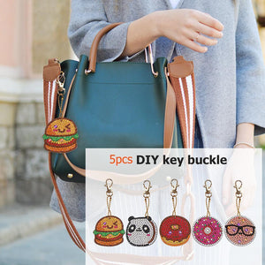 5pcs DIY Full Drill Special Diamond Painting Keychain Donuts Pendant Gift