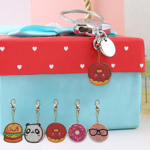 5pcs DIY Full Drill Special Diamond Painting Keychain Donuts Pendant Gift