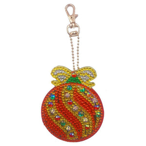4pcs DIY Christmas Full Drill Special Shaped Diamond Painting Keychain Gift
