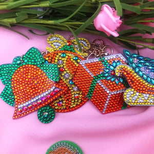 4pcs DIY Christmas Full Drill Special Shaped Diamond Painting Keychain Gift