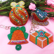 Load image into Gallery viewer, 4pcs DIY Christmas Full Drill Special Shaped Diamond Painting Keychain Gift
