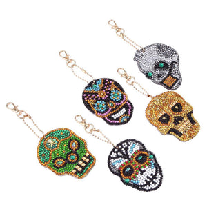 5pcs DIY Full Drill Special Shaped Diamond Painting Skull Bag Keychain Gift