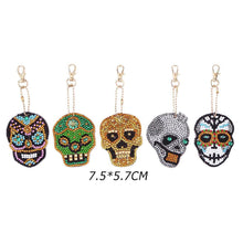 Load image into Gallery viewer, 5pcs DIY Full Drill Special Shaped Diamond Painting Skull Bag Keychain Gift
