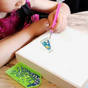 4pcs DIY Full Drill Special Shaped Diamond Painting Juice Bag Keychain Gift