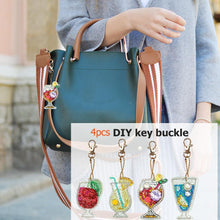 Load image into Gallery viewer, 4pcs DIY Full Drill Special Shaped Diamond Painting Juice Bag Keychain Gift
