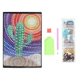 DIY Cactus Special Shaped Diamond Painting 60 Pages A5 Notebook Diary Book