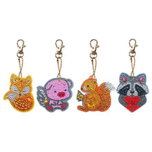Load image into Gallery viewer, 4pcs DIY Animals Full Drill Special Shaped Diamond Painting Bag Keychains
