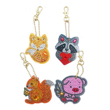 Load image into Gallery viewer, 4pcs DIY Animals Full Drill Special Shaped Diamond Painting Bag Keychains
