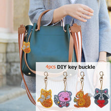 Load image into Gallery viewer, 4pcs DIY Animals Full Drill Special Shaped Diamond Painting Bag Keychains
