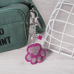 Full Drill Special Shaped Diamond Painting Bear Paw Keychain Bag Pendant