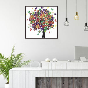 Butterfly Tree 30x30cm(canvas) beautiful special shaped drill diamond painting