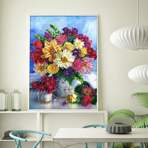Flower 30x40cm(canvas) beautiful special shaped drill diamond painting