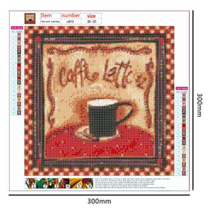 Coffee 30x30cm(canvas) full round drill diamond painting