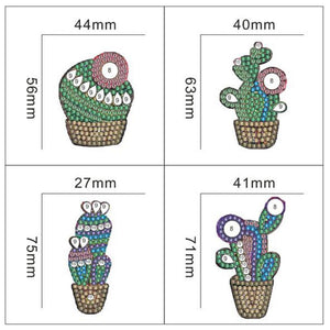 4pcs DIY Full Drill Diamond Painting Special Shaped Cactus Keychain Jewelry