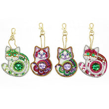 Load image into Gallery viewer, 4pcs DIY Full Drill Special Shaped Diamond Painting Cat Keychain Pendant
