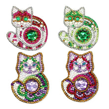 Load image into Gallery viewer, 4pcs DIY Full Drill Special Shaped Diamond Painting Cat Keychain Pendant
