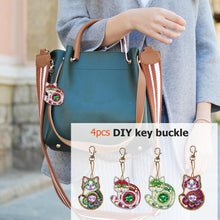 Load image into Gallery viewer, 4pcs DIY Full Drill Special Shaped Diamond Painting Cat Keychain Pendant
