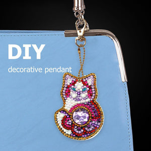 4pcs DIY Full Drill Special Shaped Diamond Painting Cat Keychain Pendant