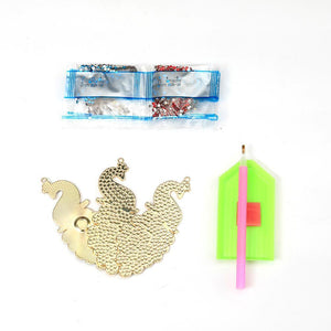 3pcs Full Special Shaped Diamond Painting DIY Peacock Keychain Bag Pendant