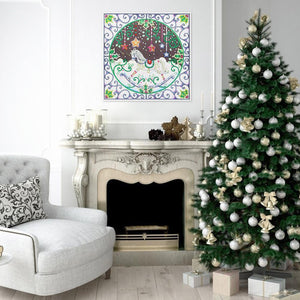 Christmas Rocking Horse 30x30cm(canvas) beautiful special shaped drill diamond painting