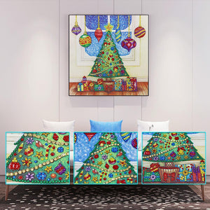 Christmas Tree 30x30cm(canvas) beautiful special shaped drill diamond painting