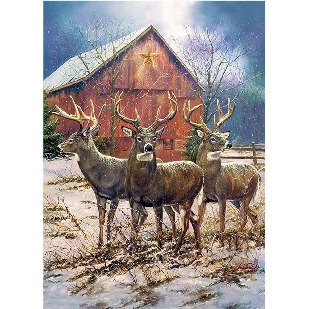 Deer Nature Pattern 40x30cm(canvas) full round drill diamond painting