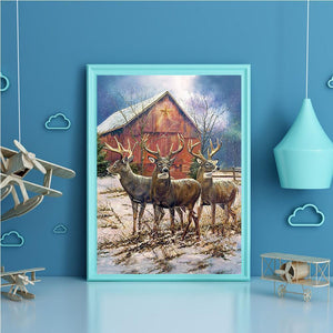 Deer Nature Pattern 40x30cm(canvas) full round drill diamond painting