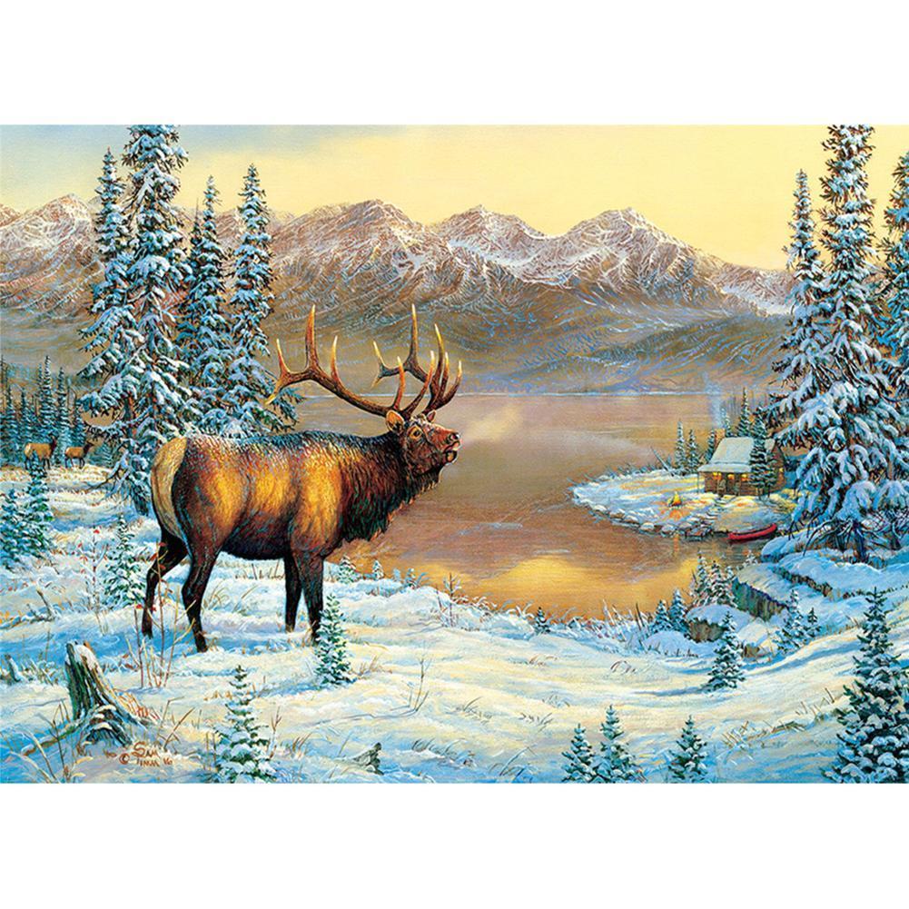 Deer Nature Pattern 40x30cm(canvas) full round drill diamond painting