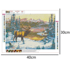 Deer Nature Pattern 40x30cm(canvas) full round drill diamond painting
