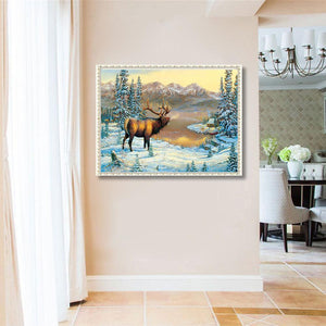 Deer Nature Pattern 40x30cm(canvas) full round drill diamond painting