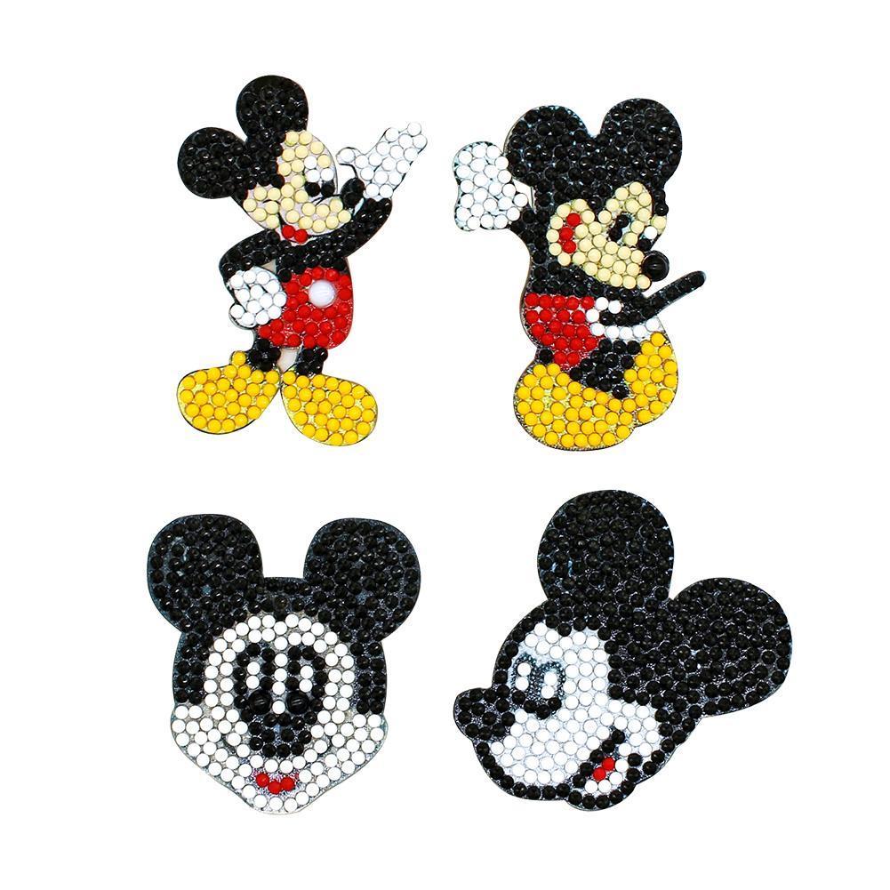 4pcs DIY Full Drill Round Drill Mouse Shape Diamond Painting Keychain Gift