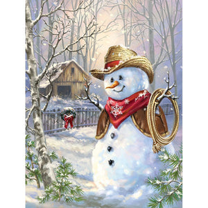 Snowman 30x40cm(canvas) full round drill diamond painting