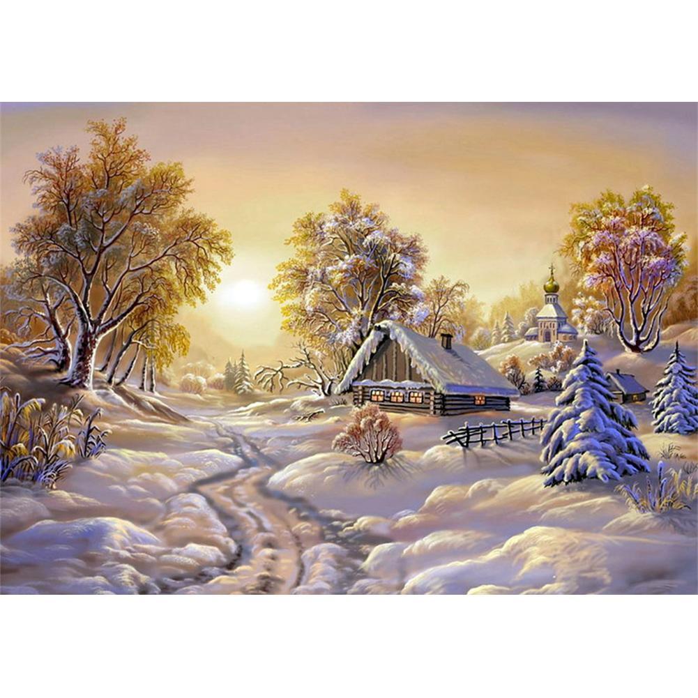 Snow Scenery 40x30cm(canvas) full round drill diamond painting