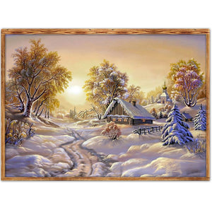 Snow Scenery 40x30cm(canvas) full round drill diamond painting