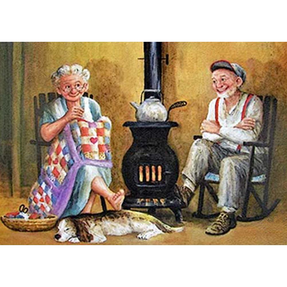 Older Couples 30x40cm(canvas) full round drill diamond painting