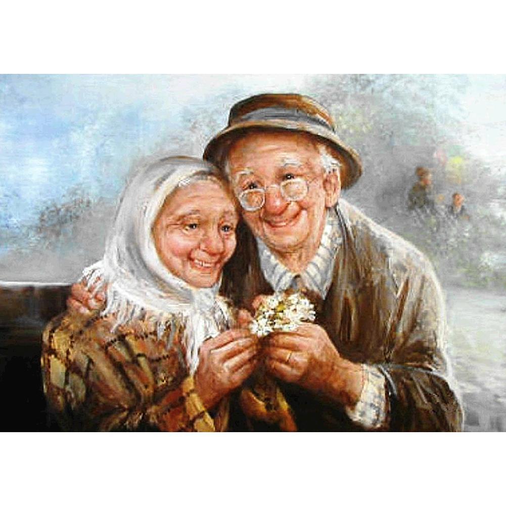 Older Couples 30x40cm(canvas) full round drill diamond painting