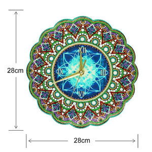 DIY Full Drill Special Shape Diamond Painting Datura Clock Cross Stitch