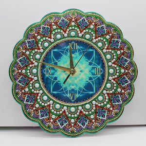 DIY Full Drill Special Shape Diamond Painting Datura Clock Cross Stitch